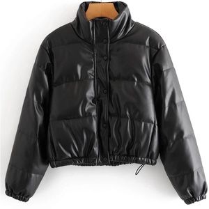 Short puffer jacket (black)